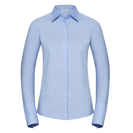 Ladies' Long Sleeve Fitted Ultimate Stretch Shirt - bright sky-657
