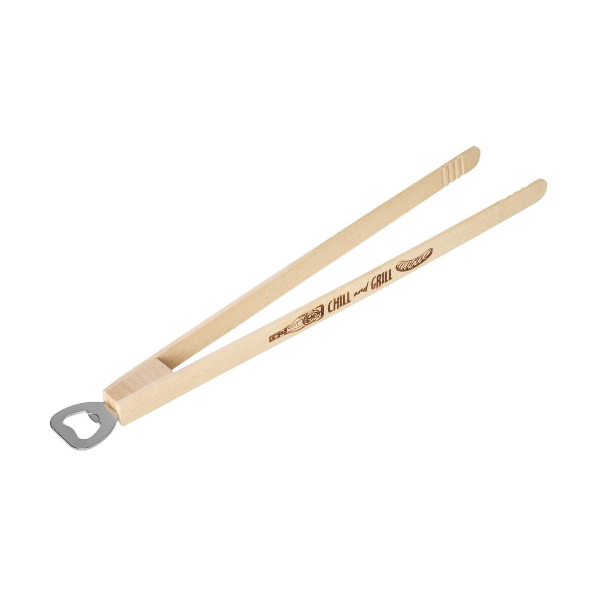 Holz-Grillzange Opener mit Kapselheber, 43 cm - natur-79
