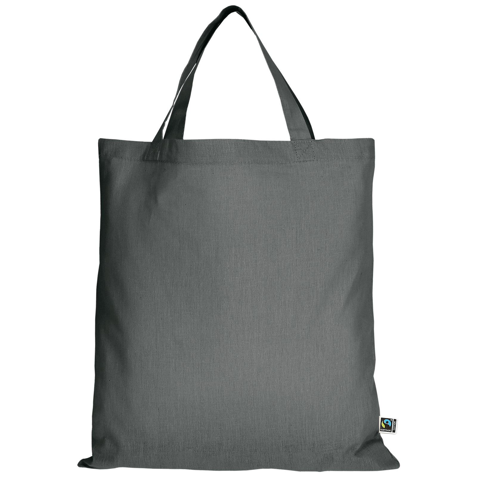 Einkaufstasche Fairtrade-Baumwolle - kurze Henkel - stahlgrau-474