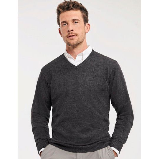 Men´s V-Neck Knitted Pullover - black-870