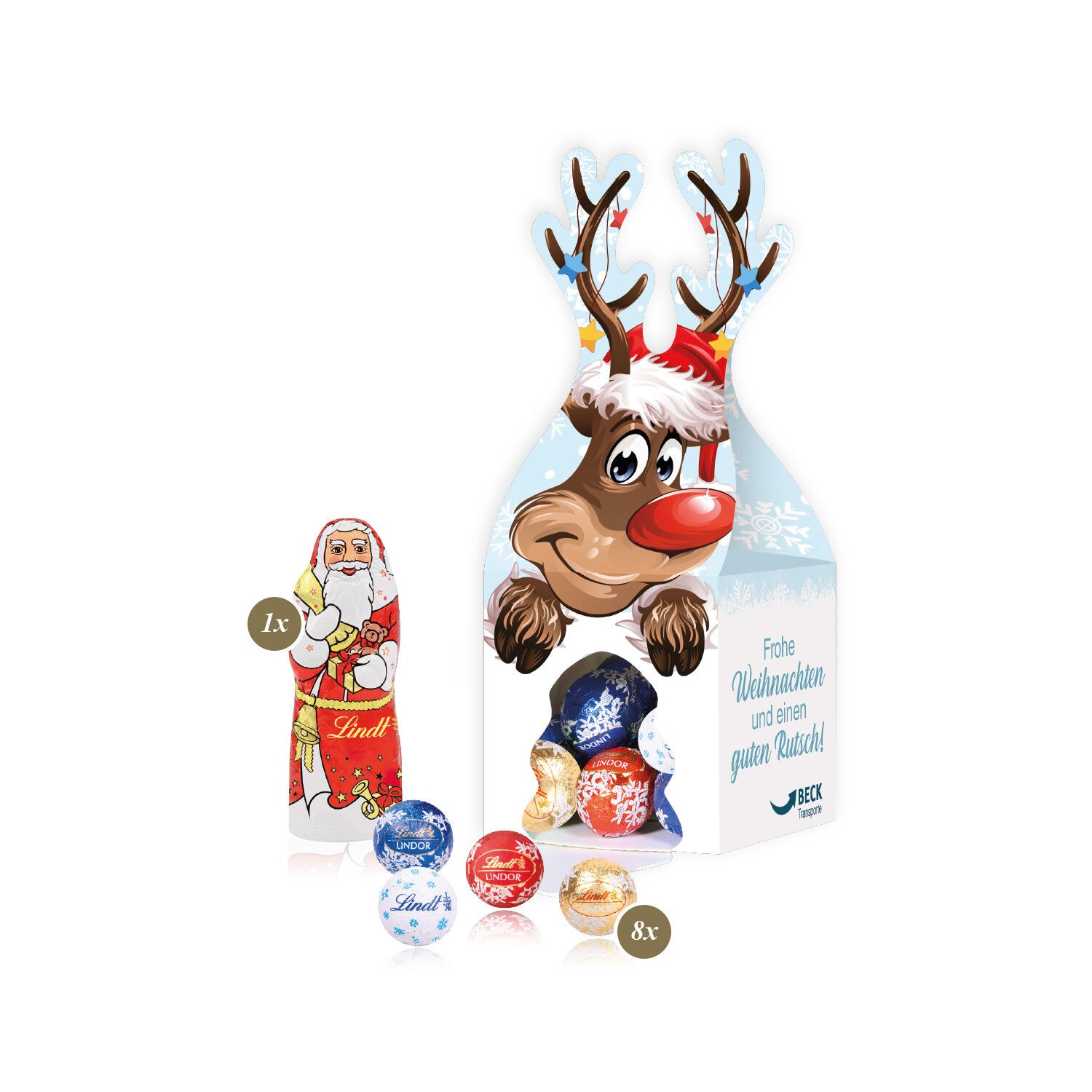 3D Präsent "Rentier" mit Lindt Minis Und Nikolaus-758