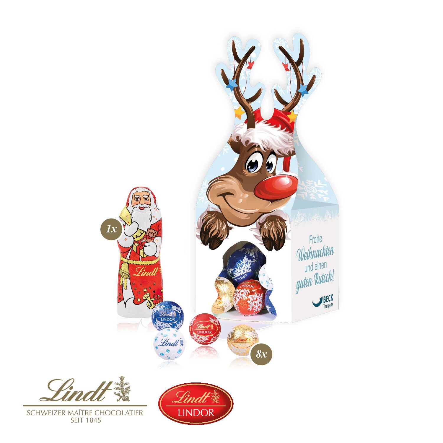 3D Präsent "Rentier" mit Lindt Minis Und Nikolaus-758