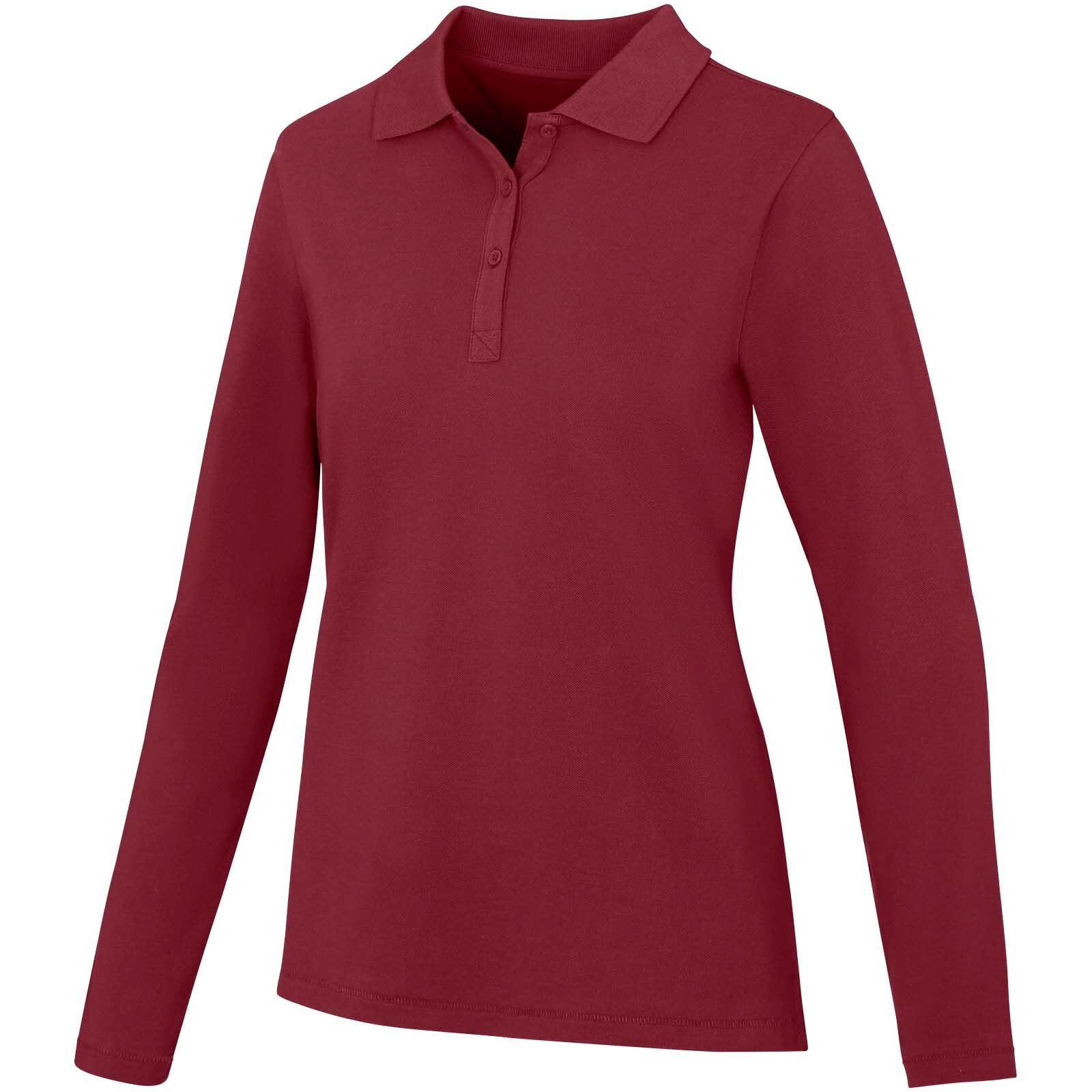 Calgary 180 g/m² Langarm Poloshirt für Damen - tiefes burgunderrot-300