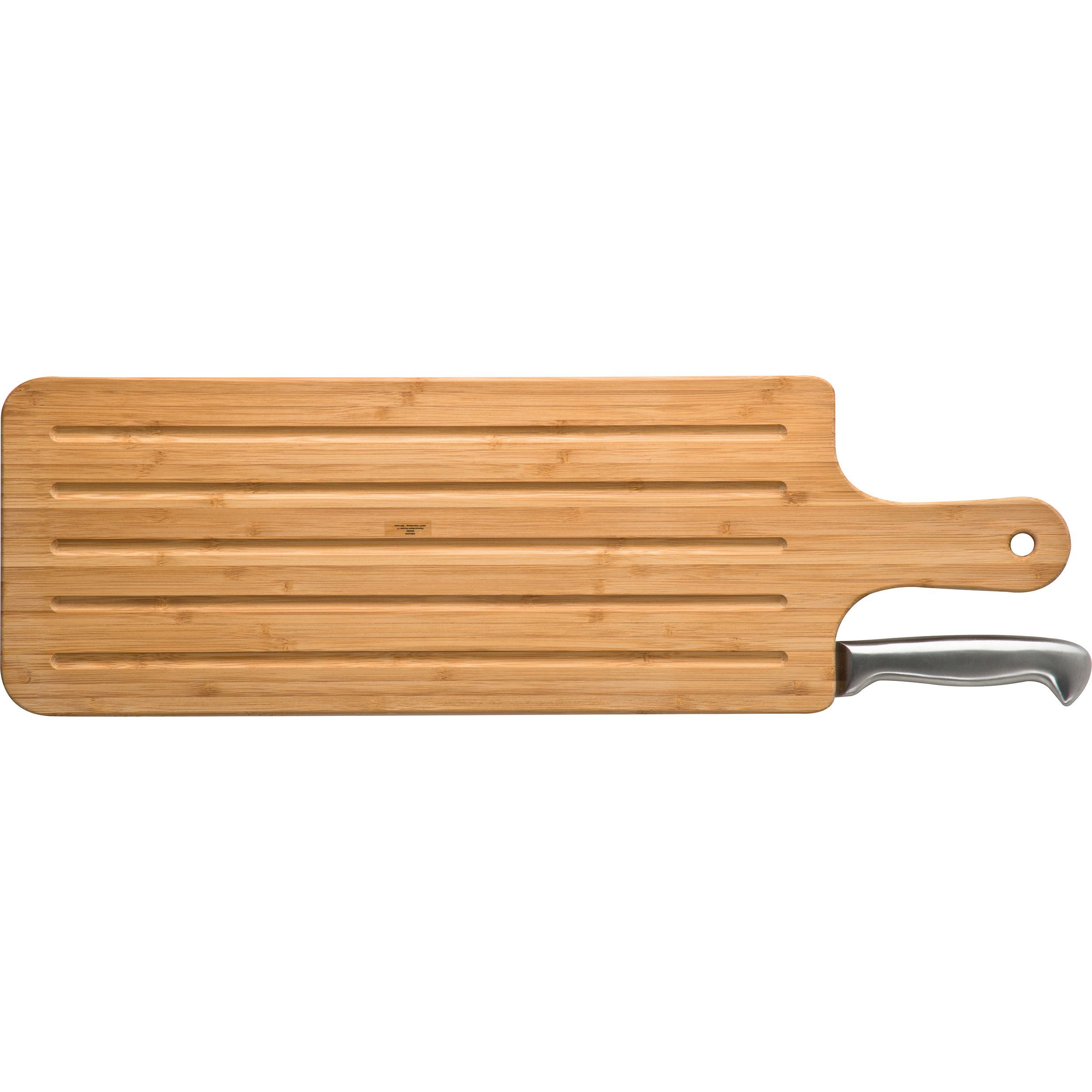 Schneidebrett aus Bambus mit Messer aus Edelstahl - braun-825