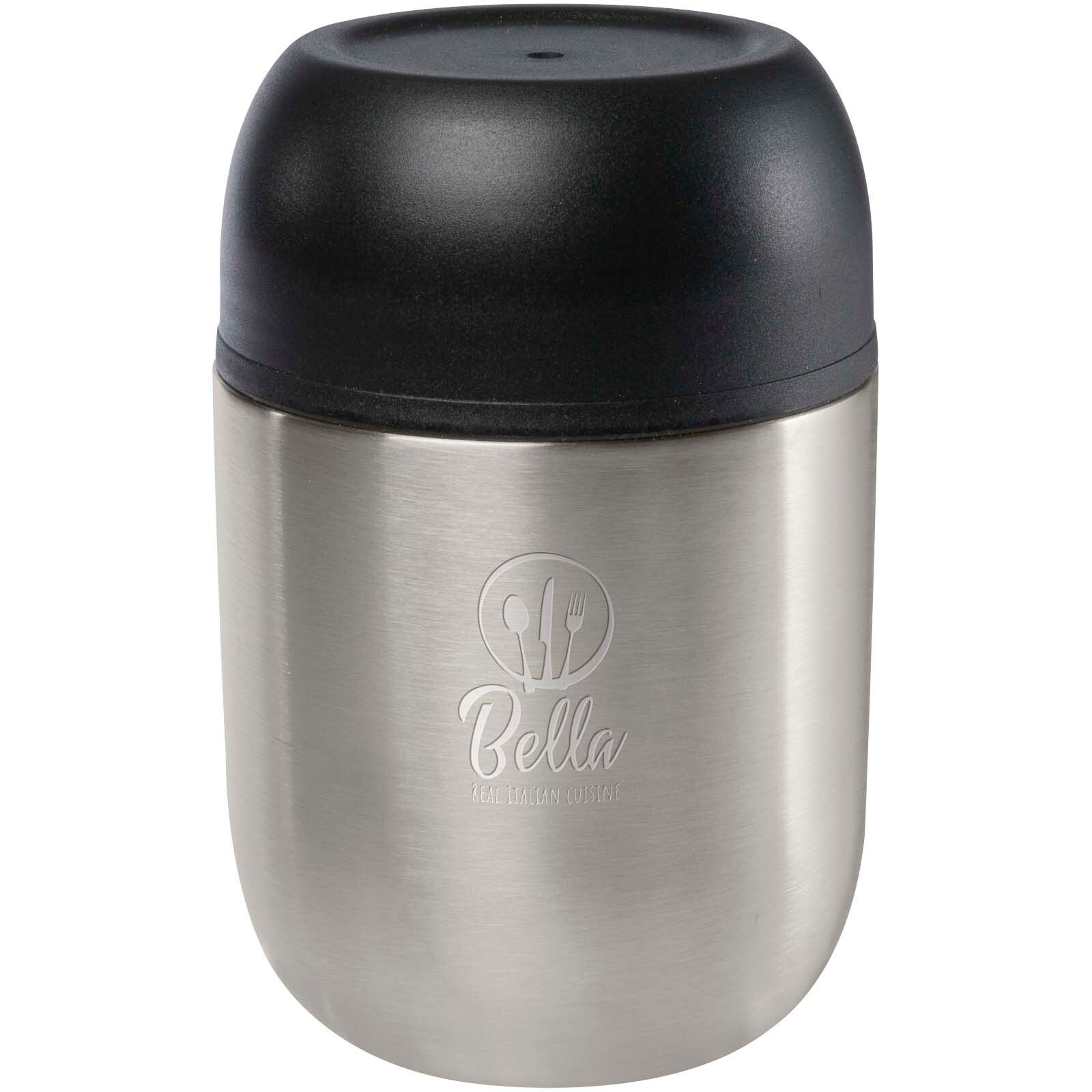 Supo 480 ml doppelwandiger Lunchpot aus recyceltem Edelstahl mit faltbarem Löffel - silber-145