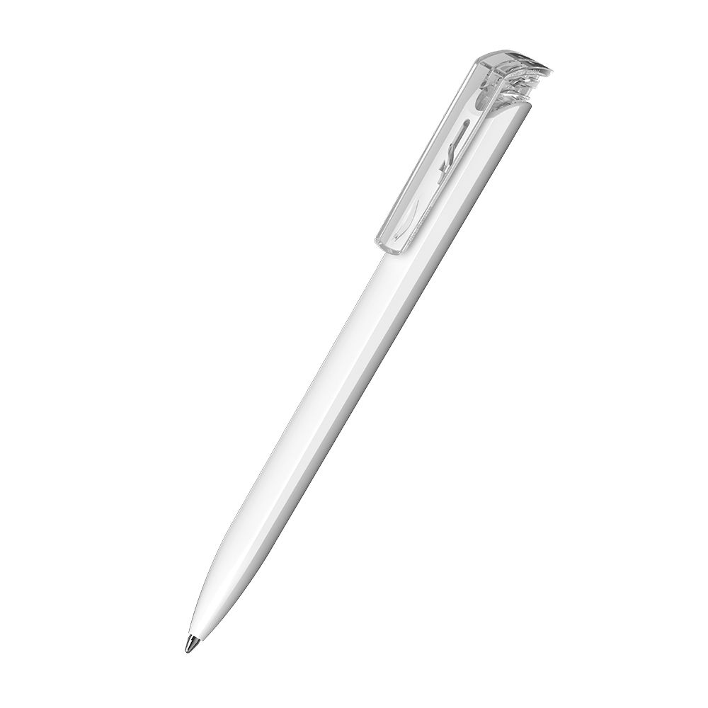 Druckkugelschreiber Trias softtouch/transparent - softtouch weiss - transparent-746