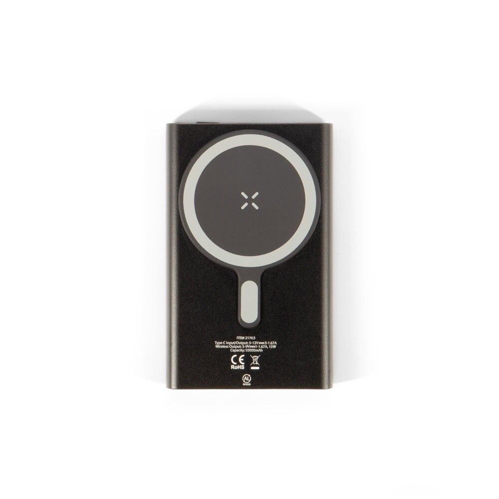 WRIGHT 10 Magnetische Powerbank mit Schnellladefunktion aus recyceltem Aluminium und recyceltem ABS, 10'000 mAh - schwarz-794