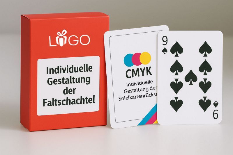Veredelungsposition Kartenrückseite und Faltschachtel