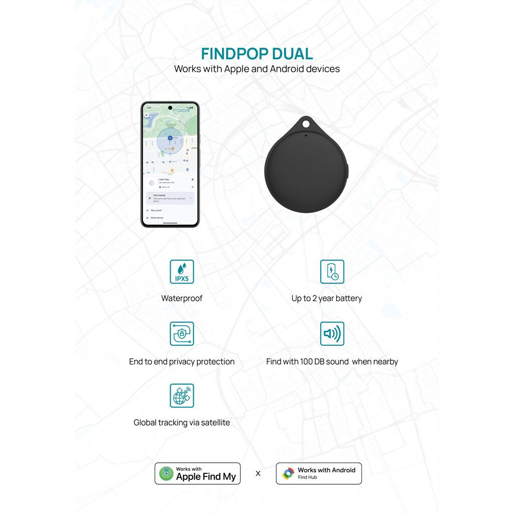 Findpop Dual IPX5 Artikelfinder aus RCS recyceltem ABS - schwarz-242