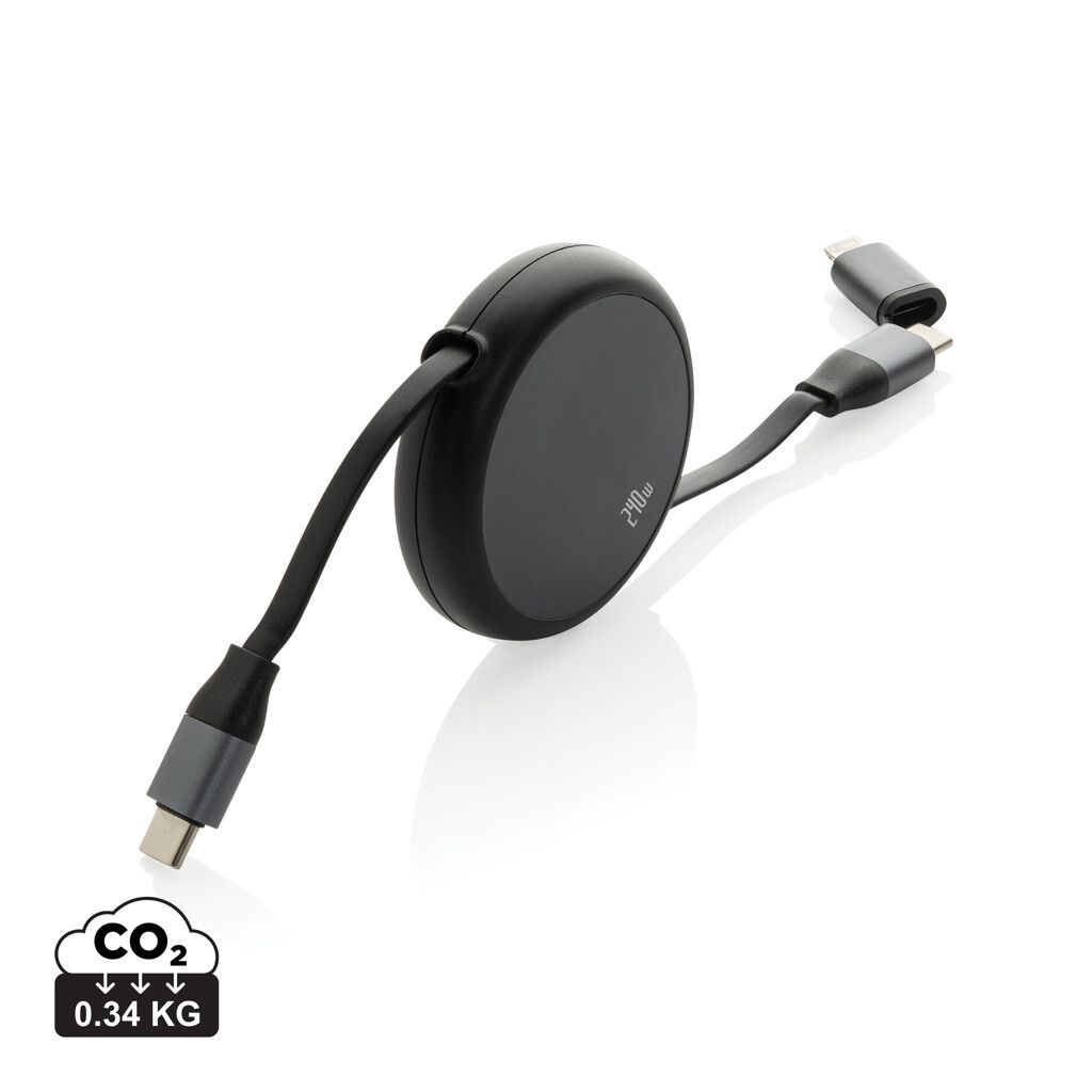 Terra ausziehbares 240W 2-in-1 Kabel aus RCS rec. Aluminium - schwarz-805