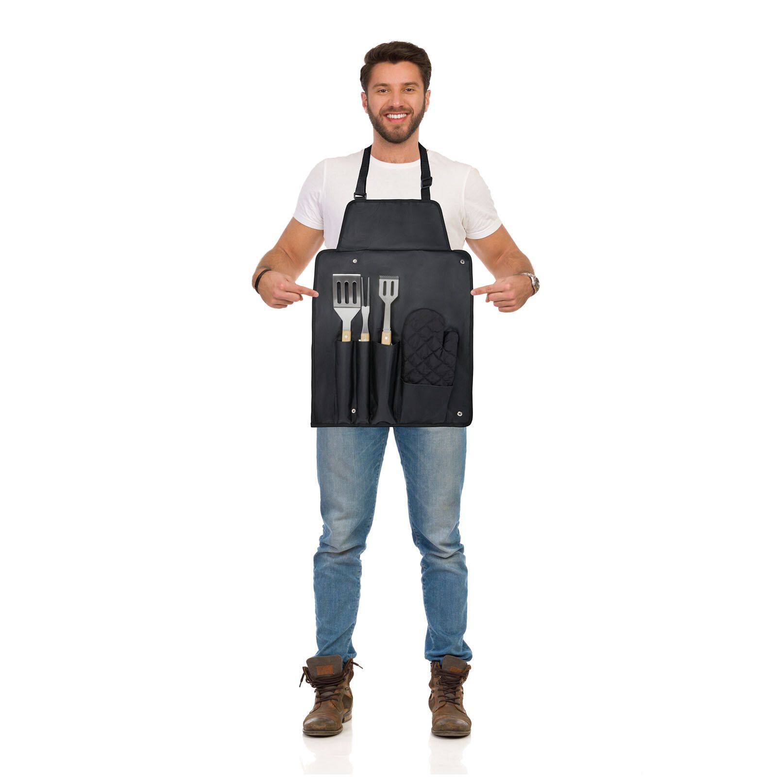 Gril 5-teiliges Grillset und Handschuh  - schwarz-430