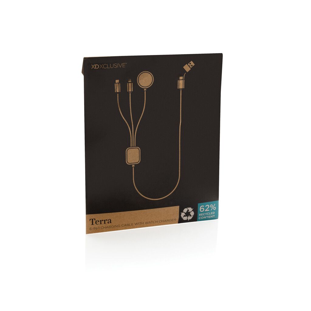 Terra RCS rPET 6-in-1-Ladekabel mit Uhrenladegerät - grau-349