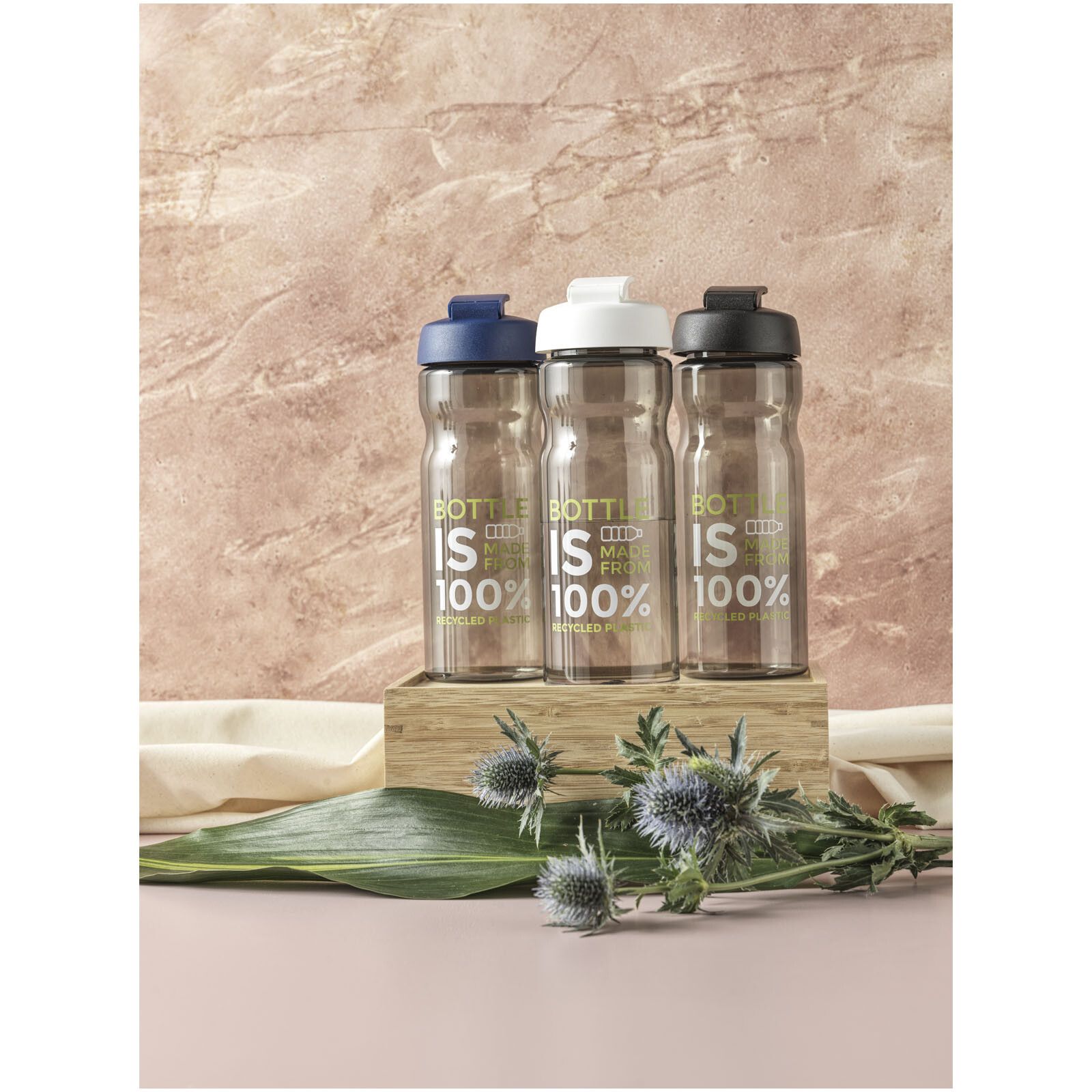 H2O Active Eco Base 650 ml Sportflasche mit Klappdeckel - kohle -  blau-101