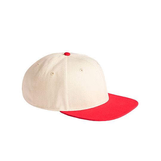 Contrast Flat Peak 6 Panel Cap - natural - red-959