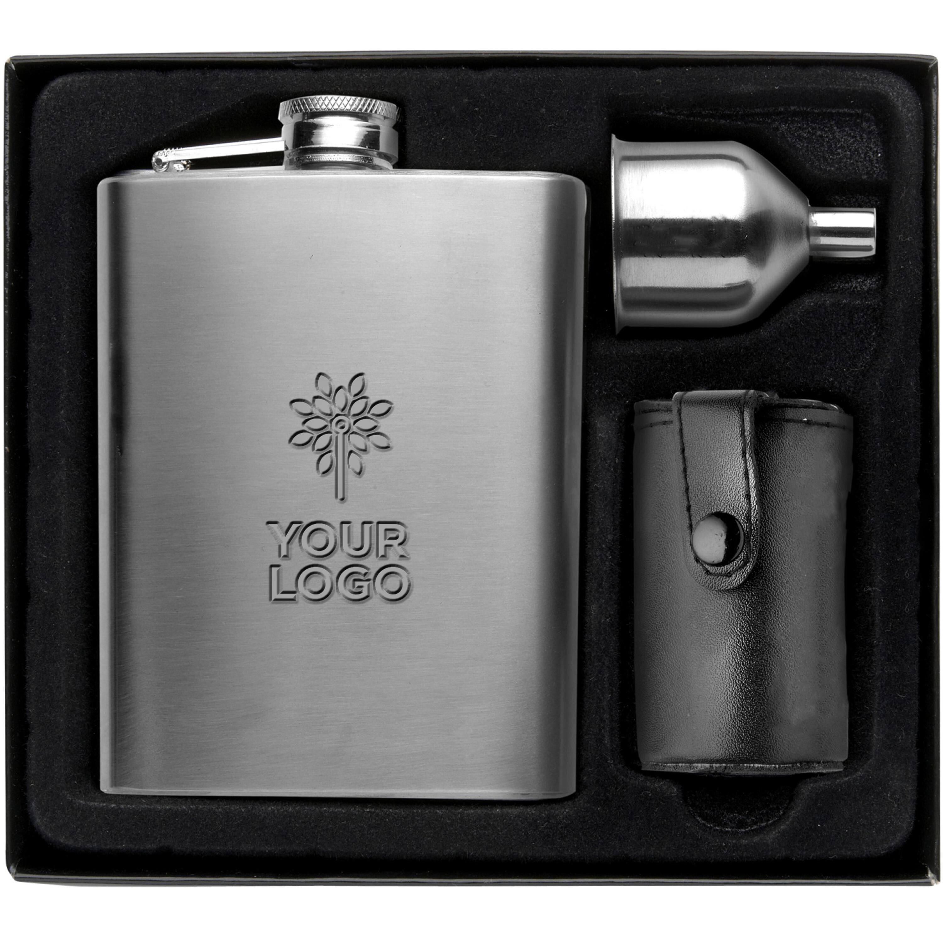 Flachmann Set aus Edelstahl Brittany - silber-466