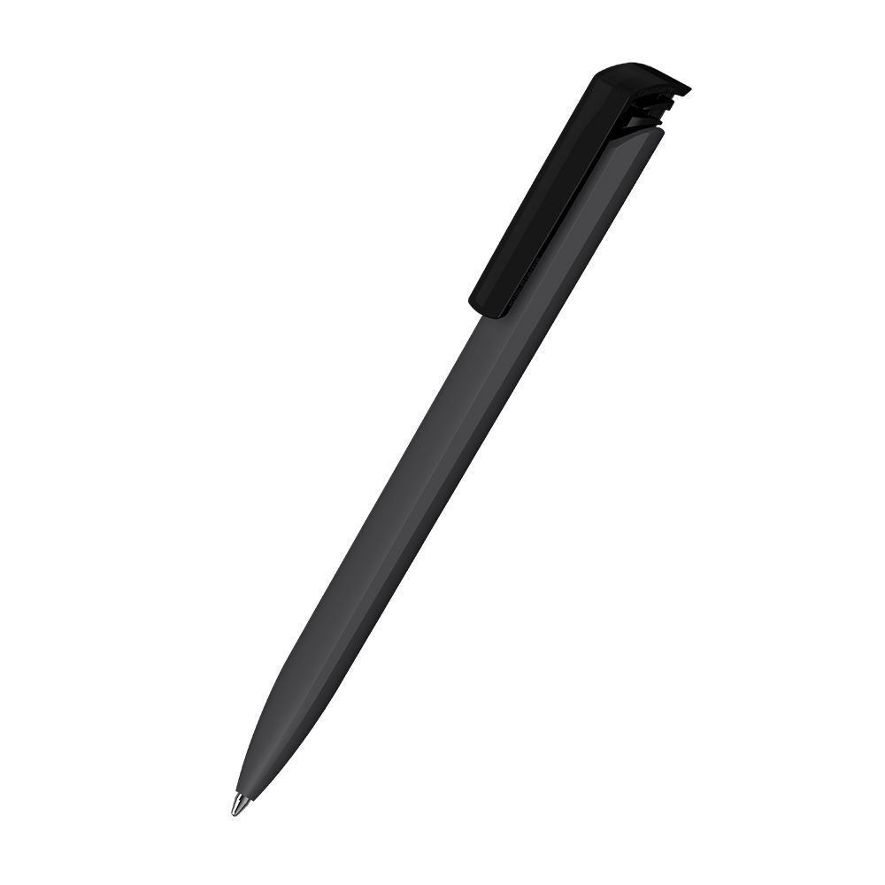 Druckkugelschreiber Trias softtouch/transparent - softtouch anthrazit - schwarz transparent-142