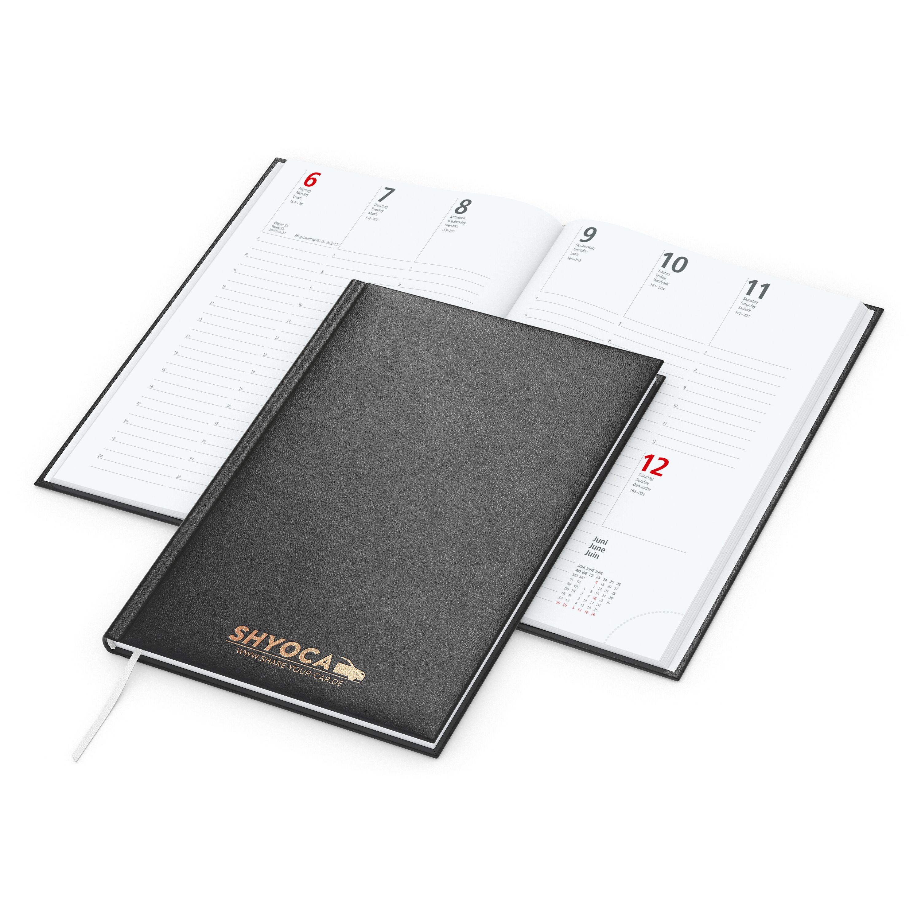 Wochenkalender Prestige, schwarz, Kupferprägung-311