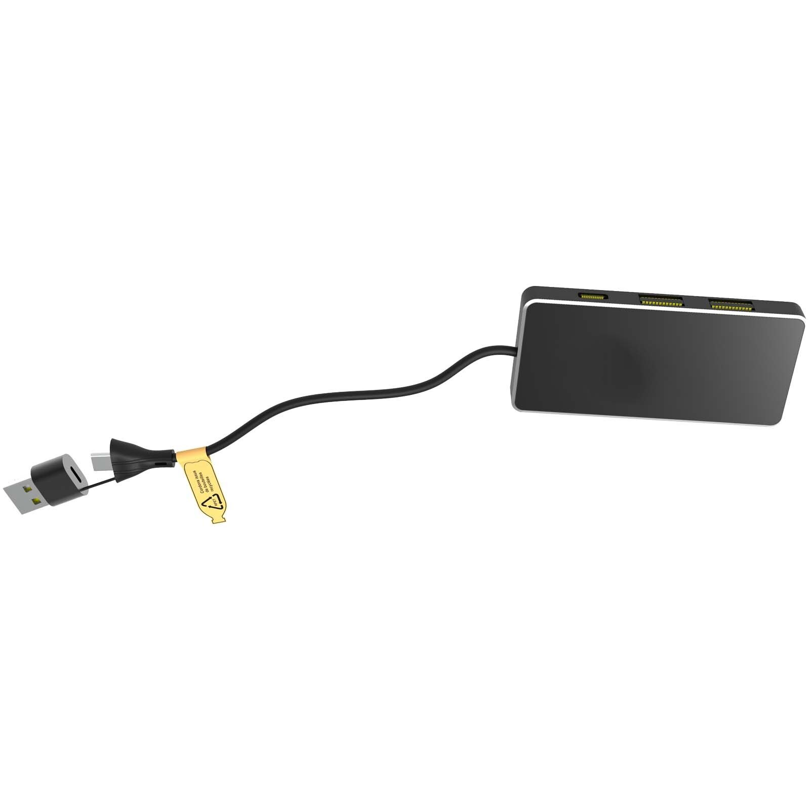 SCX.design H20 8-in-1 USB-Hub mit dualem Eingang und 6 Ports und Leuchtlogo - schwarz-567