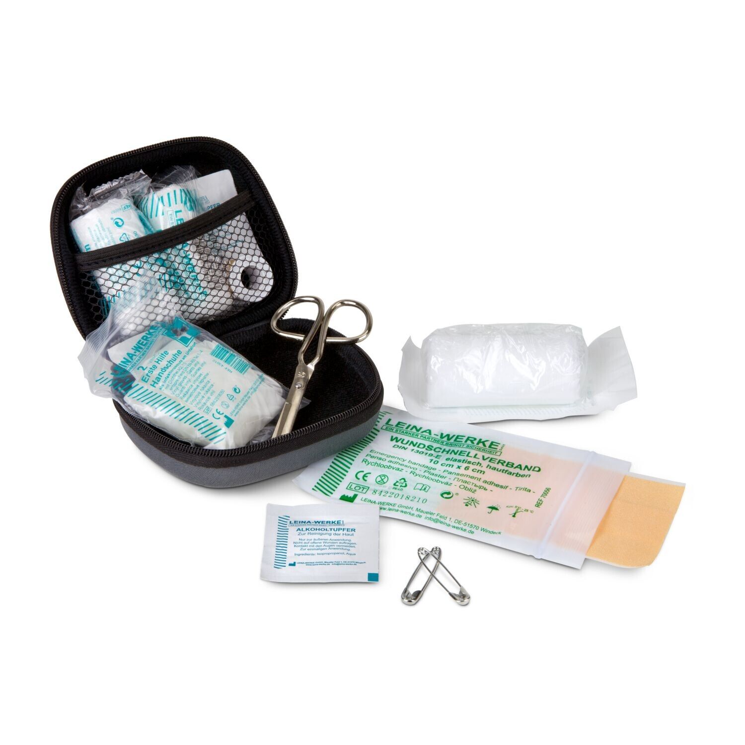 First Aid Kit - Erste Hilfe Set, 12-teilig, deutsche Markenware - grau-725