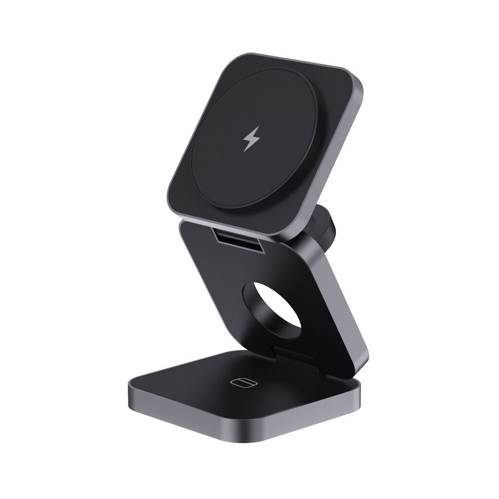 Terra faltbares 3-in-1 15W Charger aus RCS rec. Aluminium - grau-899