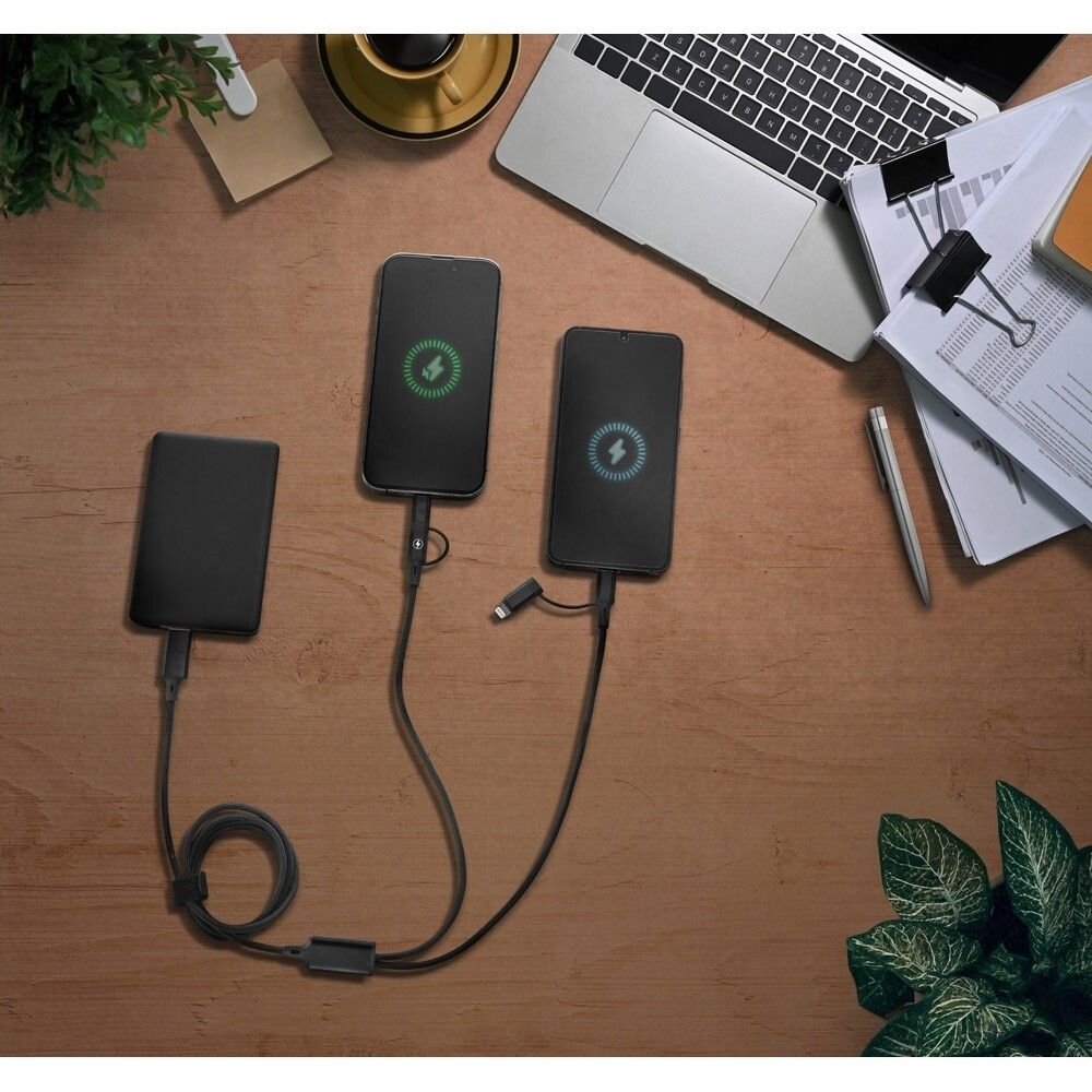 BERTOZZI Superschnell 6in1 USB-Kabel aus Aluminium und recyceltem PET - schwarz-554