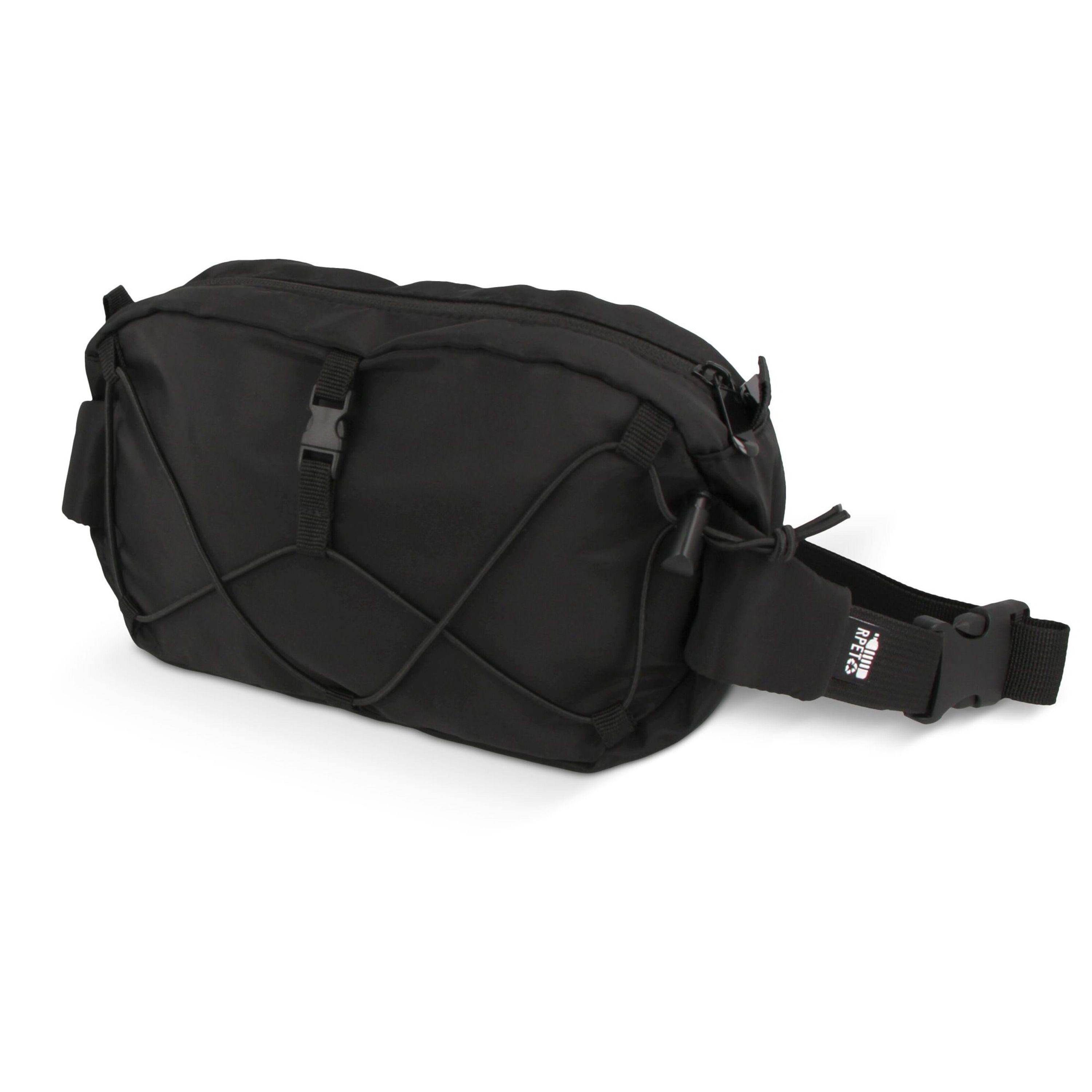 Umhängetasche aus R-PET mit Kordelzug - schwarz-210