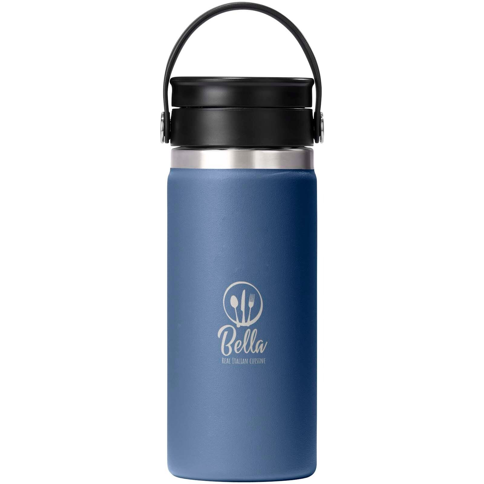 Hydro Flask Isolierbecher aus Edelstahl mit breiter Öffnung 473 ml und Flex Sip Deckel - mittelblau-574