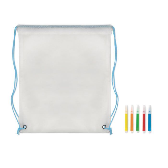 Gestaltbarer Kordelzugbeutel CARRYDRAW - babyblau-609