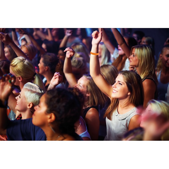 Auf Festivals und Konzerten können bedruckte Armbänder an die Besucher verteilt werden.