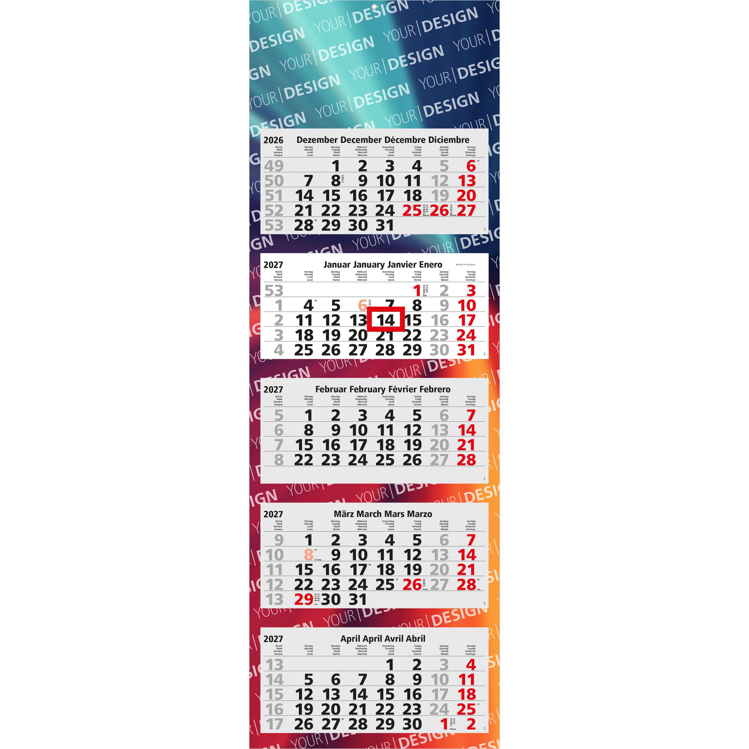 5-Monatskalender Mehrblock Penta Light 5-664