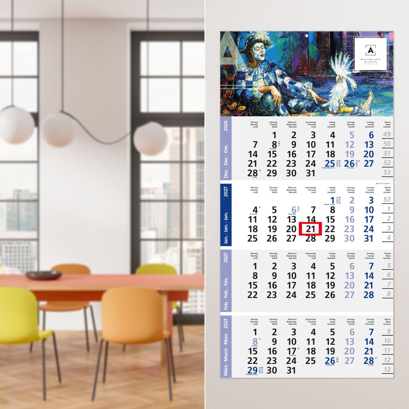 4-Monatskalender Einblatt Logic 4 Post A-476