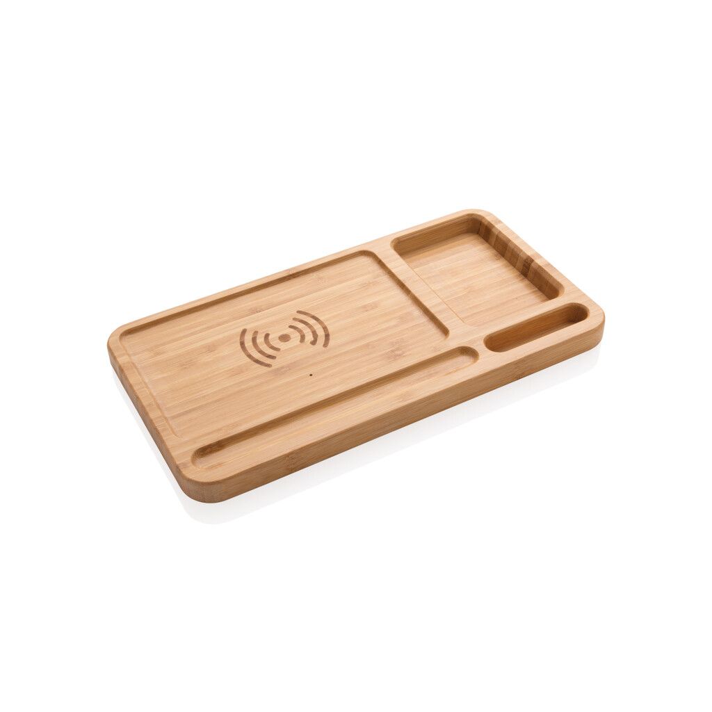Bambus Schreibtisch-Organizer mit 5W Wireless Charger - braun-131