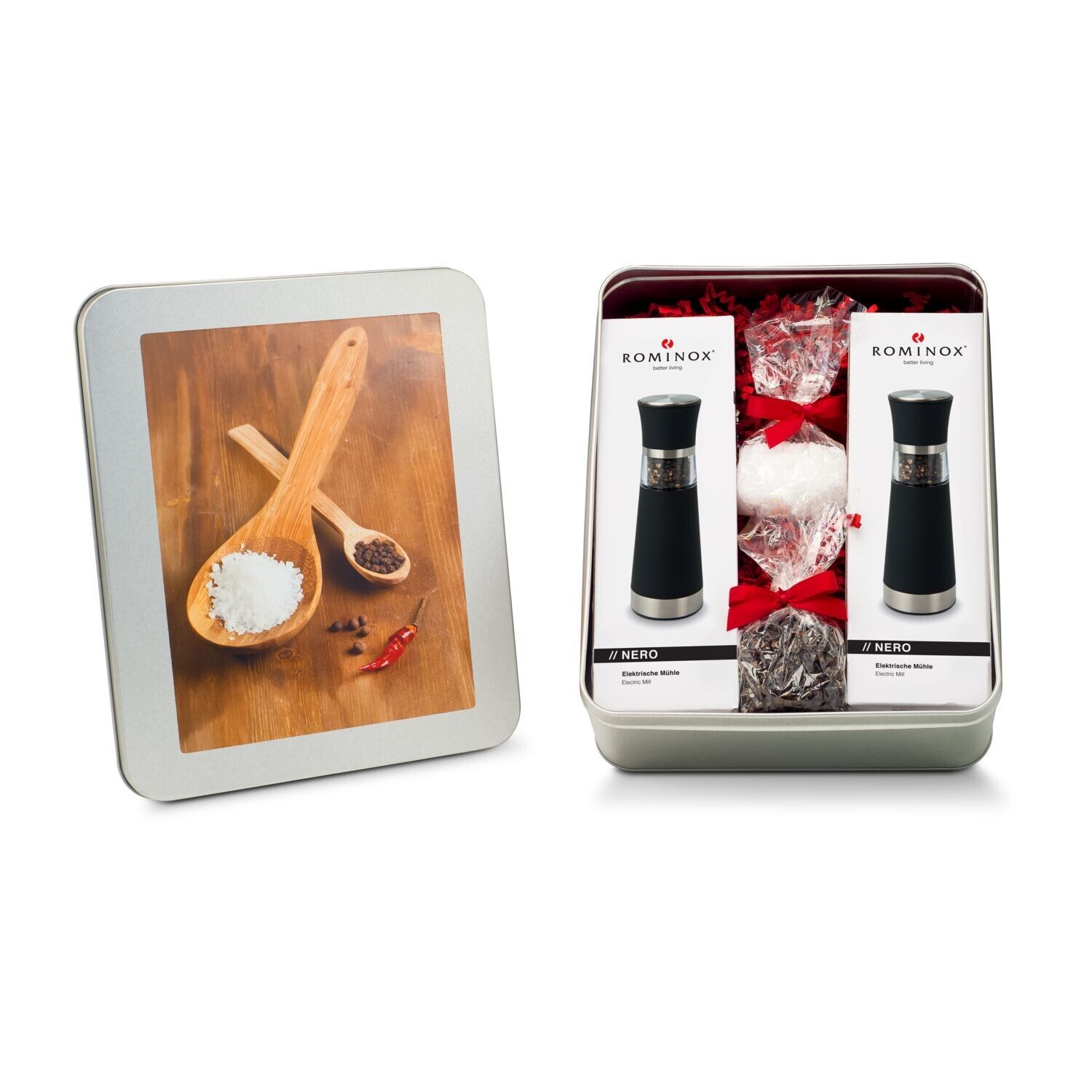 Geschenkset Salz- & Pfeffermühlen Set - in Silberdose-295