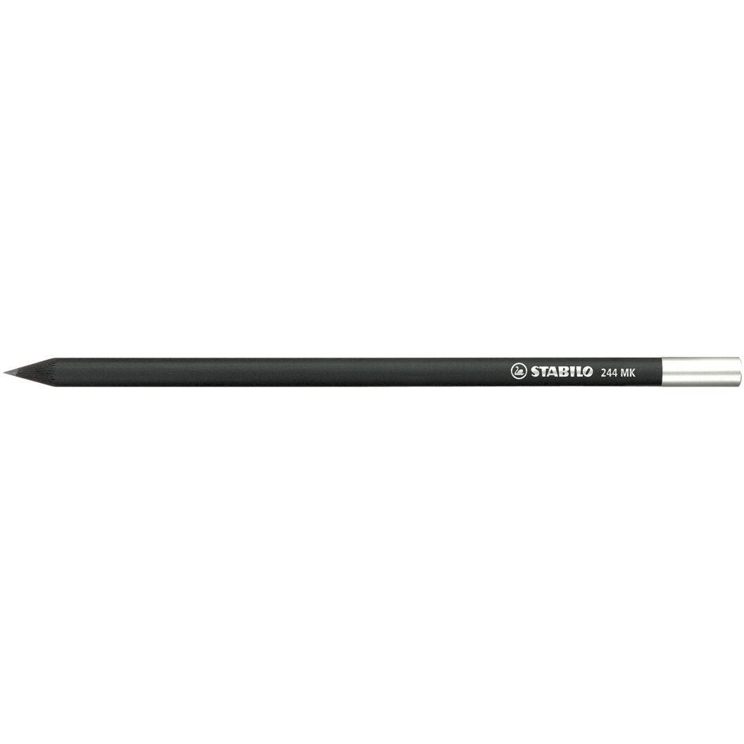 STABILO Grafitstift schwarz mit Metallkapsel - schwarz - silber-832