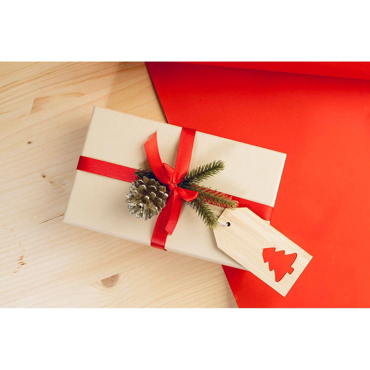 BamTag Geschenkanhänger, Weihnachtsbaum - natur-329