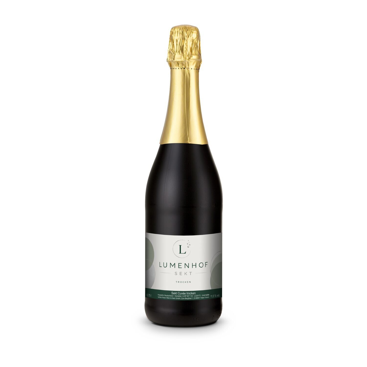 Sekt Cuvée - Flasche schwarz, 0,75 l - Kapselfarbe Gold-310