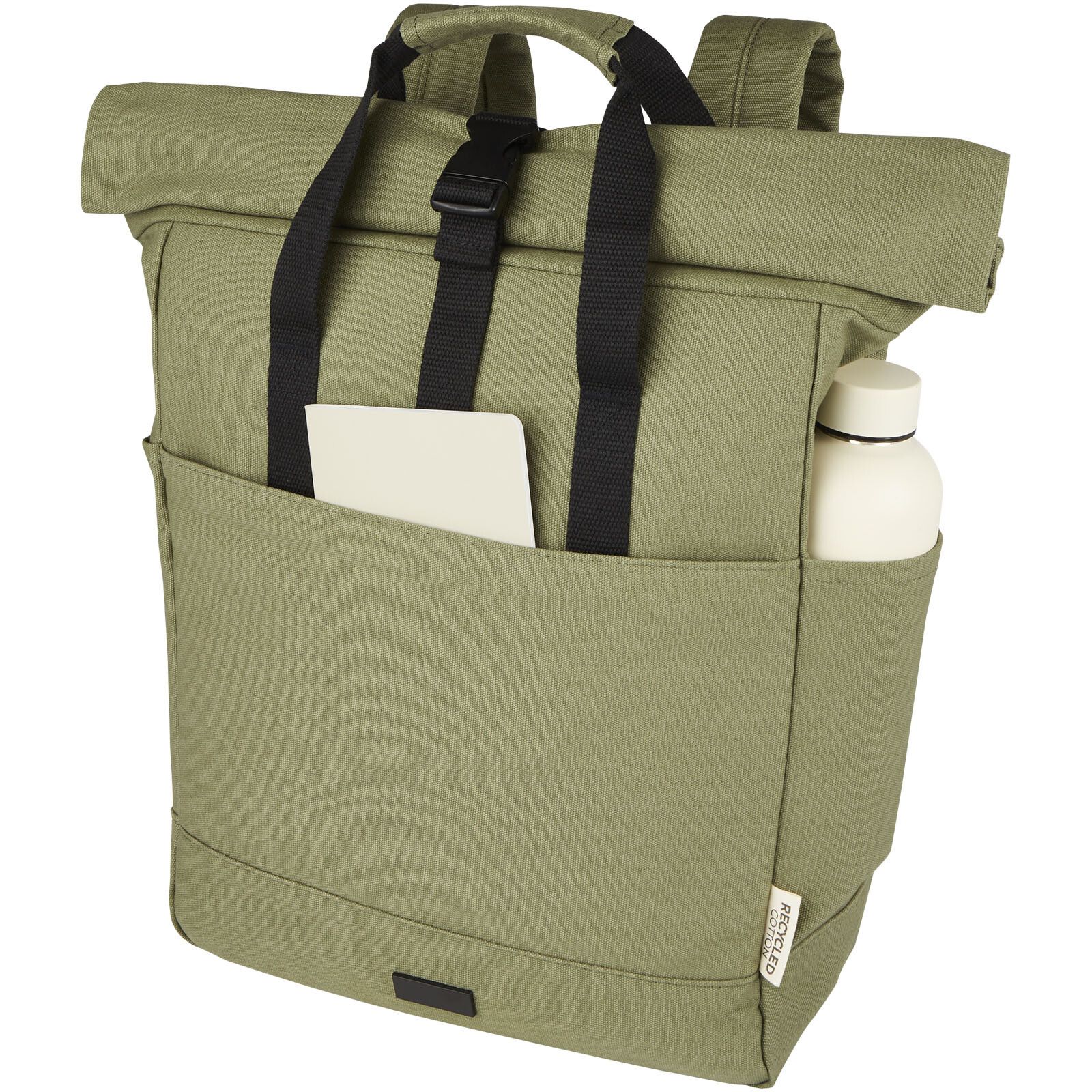 Joey 15" GRS Rolltop Laptoprucksack aus recyceltem Canvas 15 L - olive-352