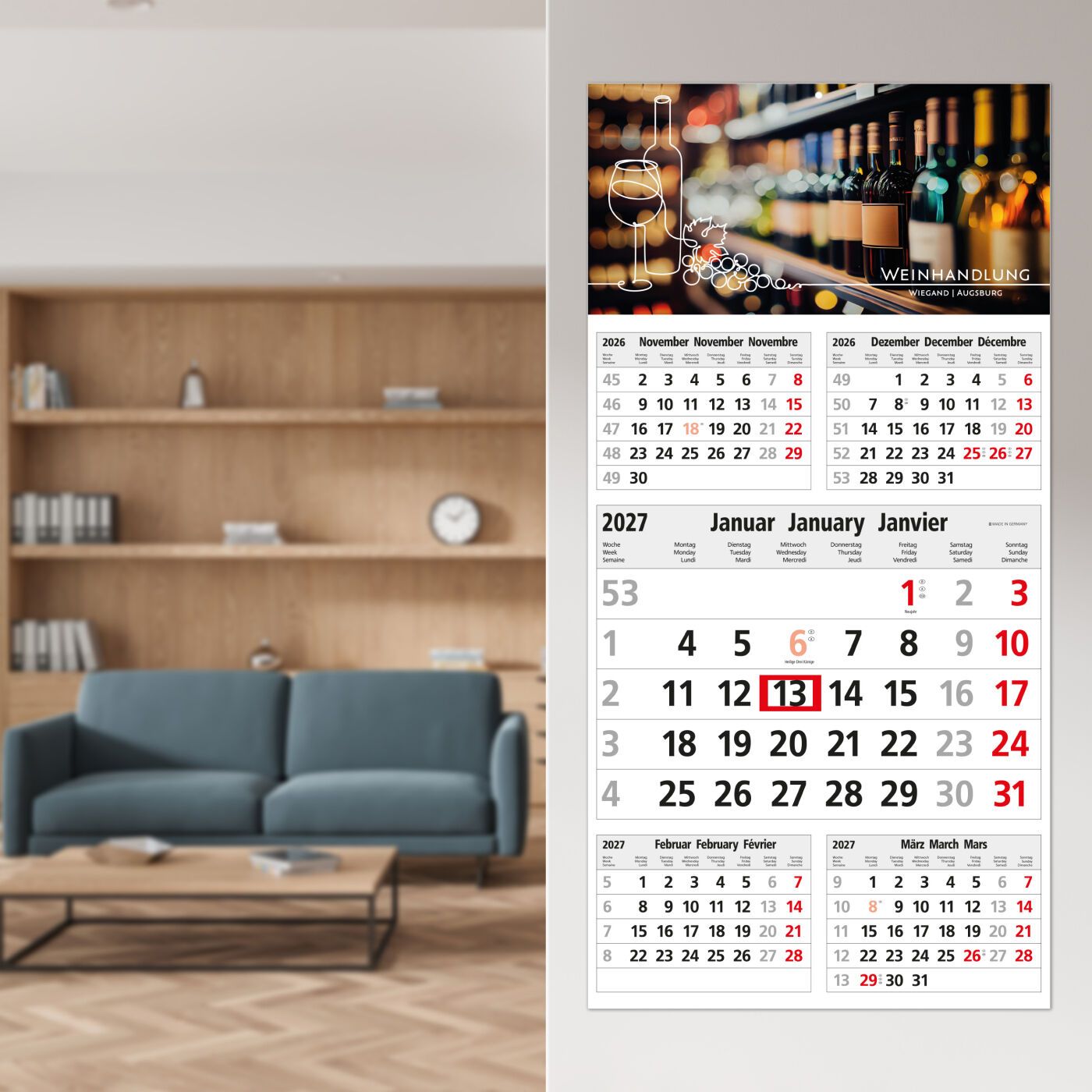 5-Monatskalender Einblatt Commerce 5 Post A-227