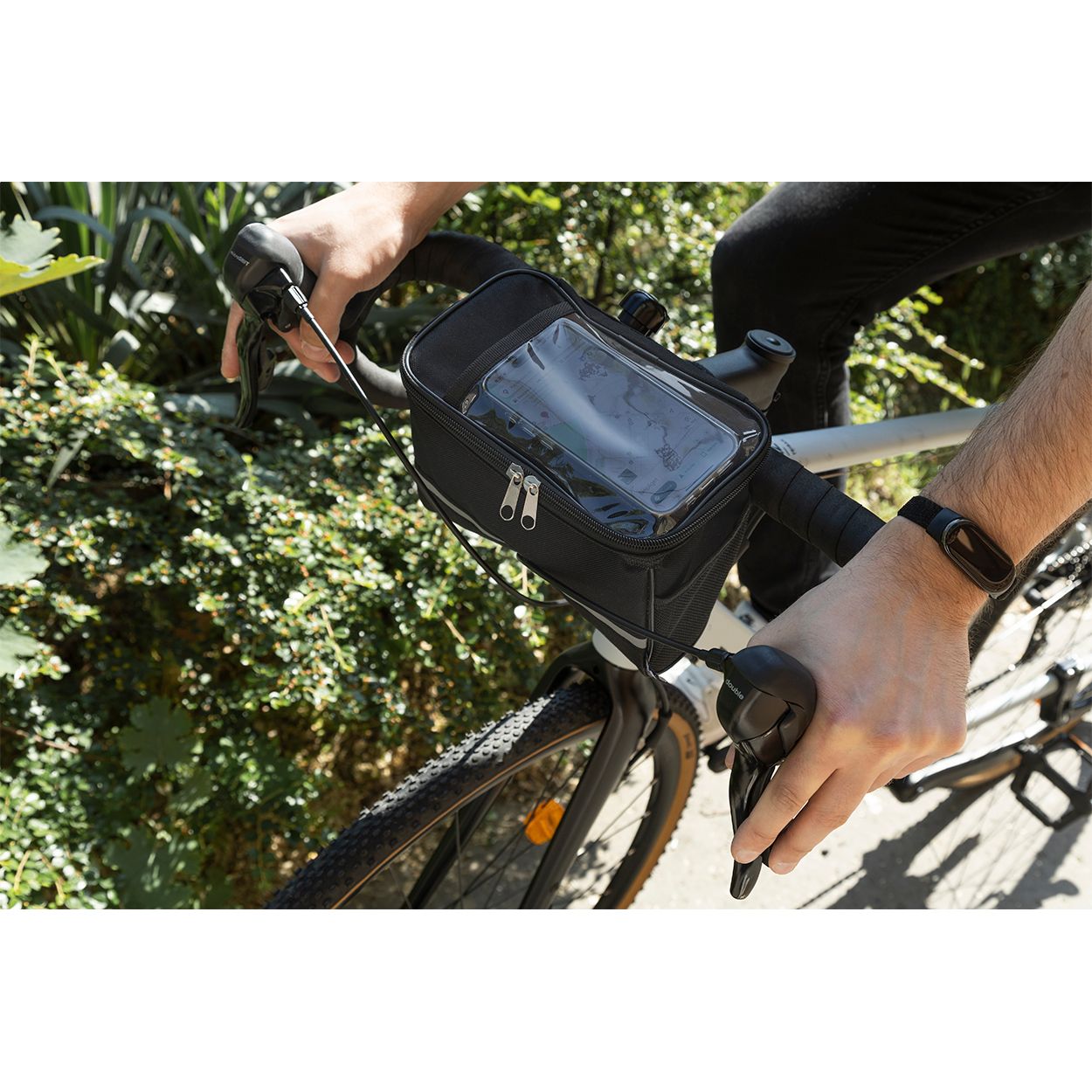Velofon Plus RPET-Fahrrad-Handyhaltertasche - schwarz-397