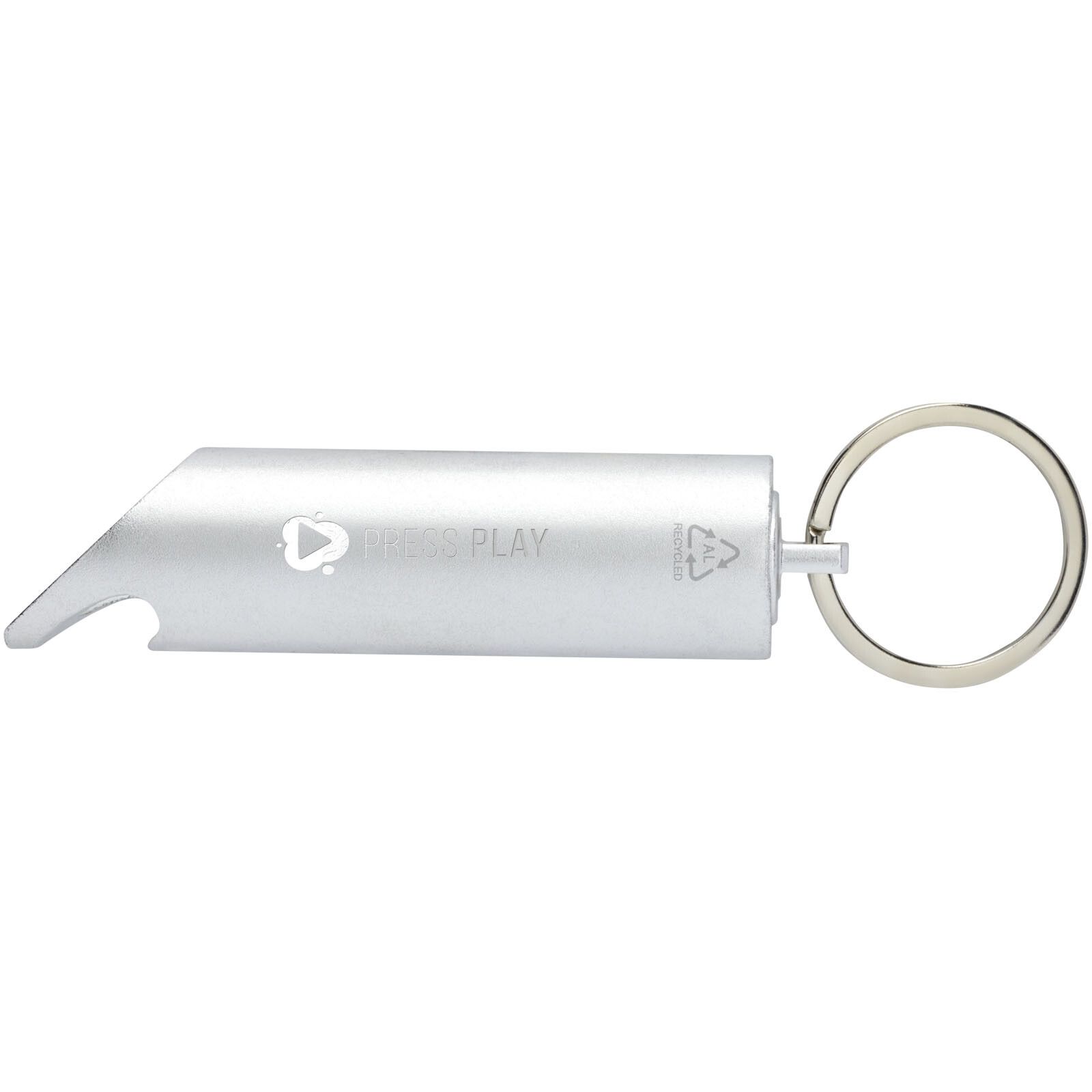 Flare IPX-LED-Lampe und Flaschenöffner aus recyceltem Aluminium mit Schlüsselanhänger - silber-979