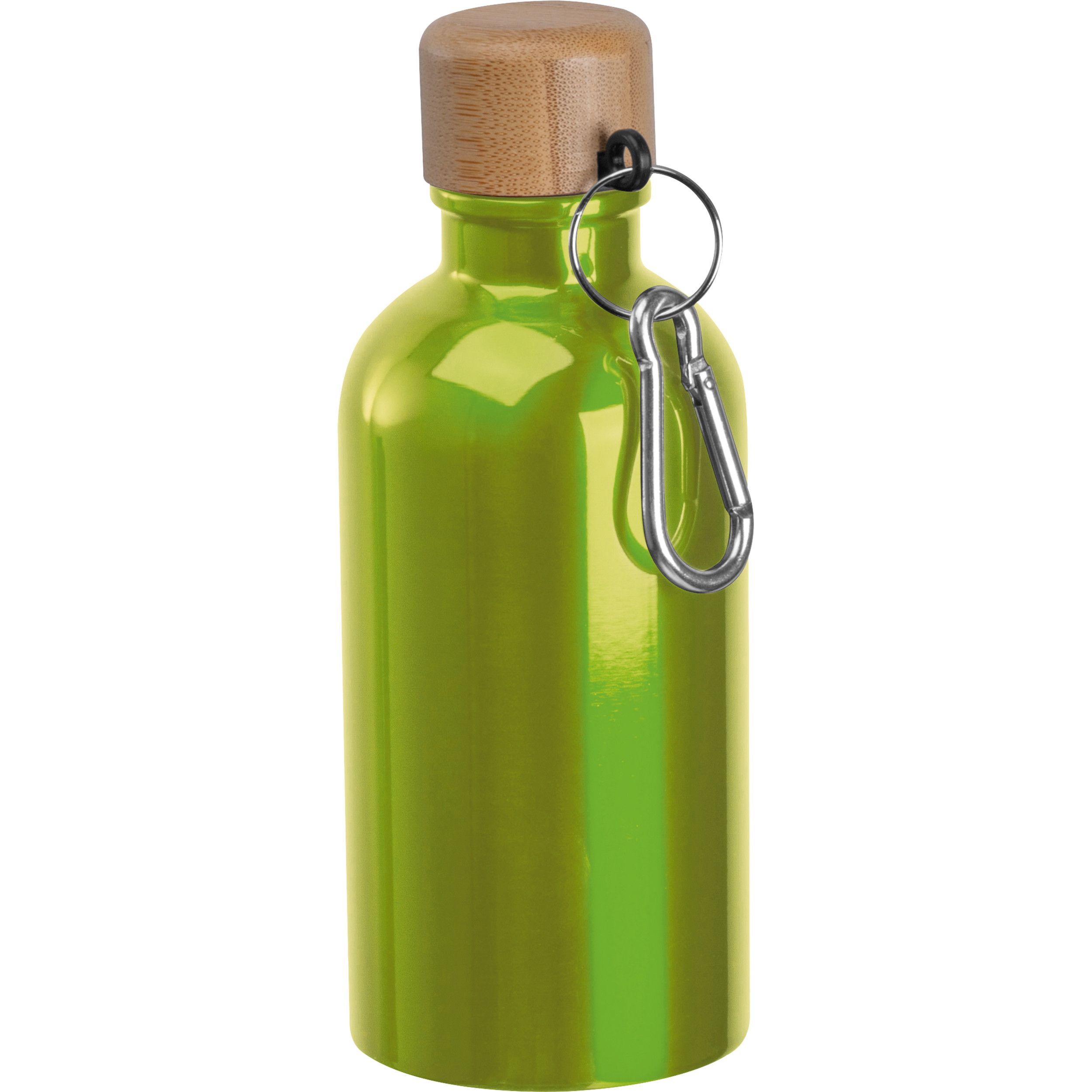 Edelstahltrinkflasche mit Karabiner, 400ml - apfelgrün-234