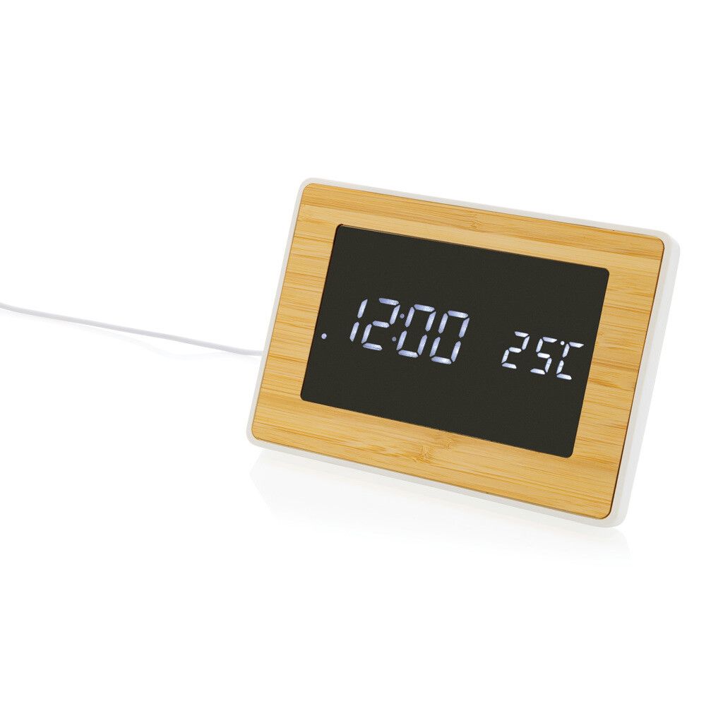 Utah LED-Uhr aus RCS rKunststoff & Bambus - braun-304