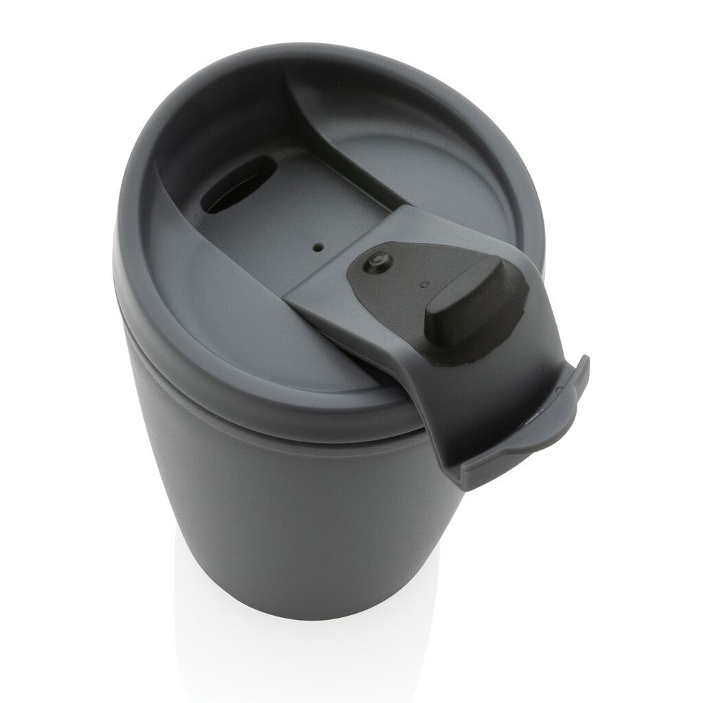 GRS recycelter PP-Becher mit Flip-Deckel - grau-136