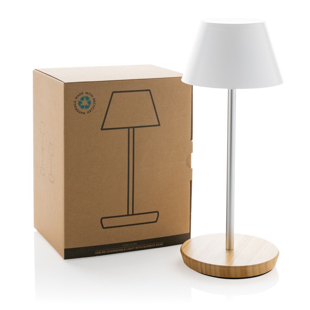 Pure Glow USB-Tischleuchte aus RCS recyceltem Kunststoff - weiß-574