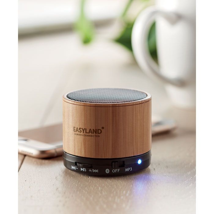 Runder wireless Lautsprecher ROUND BAMBOO - schwarz-259