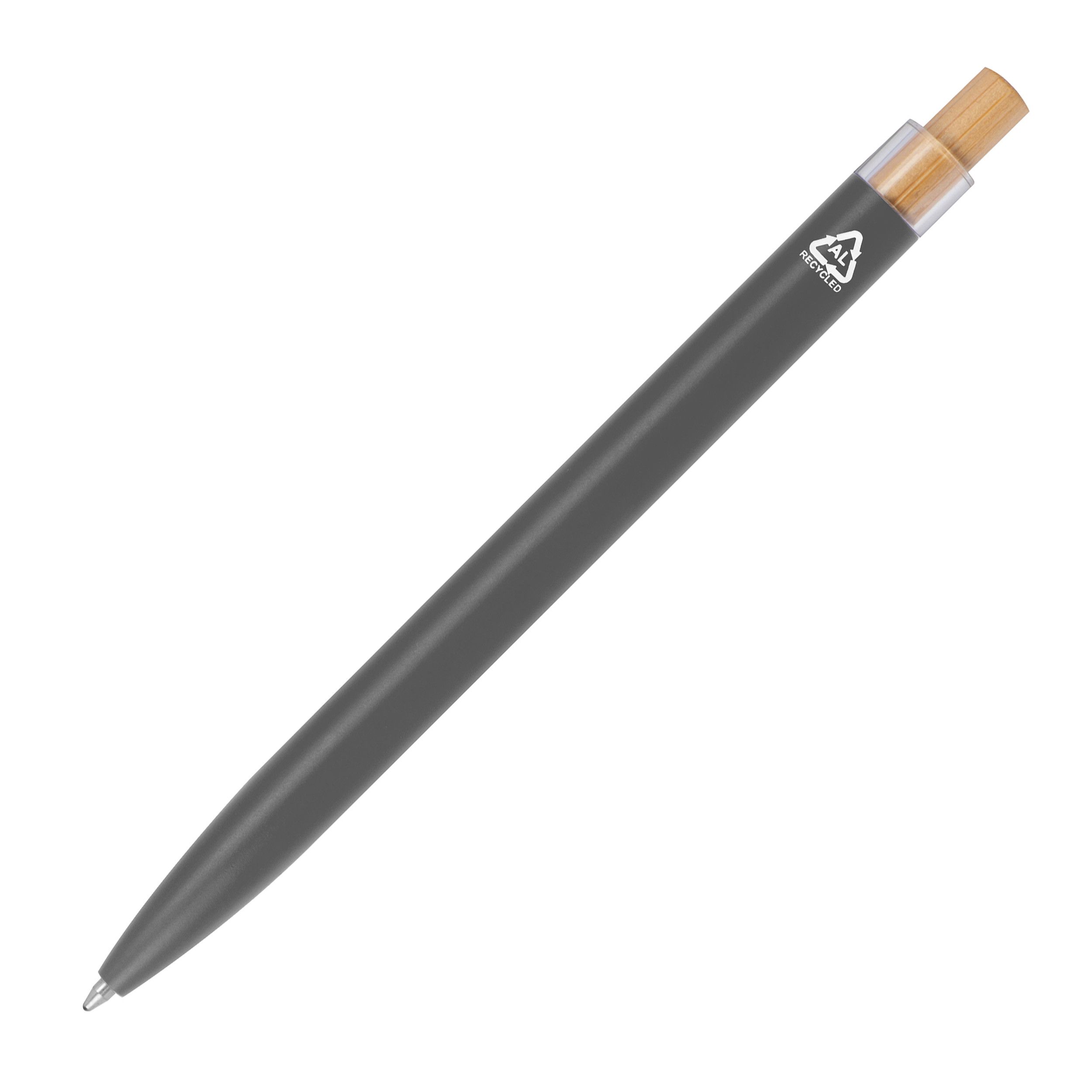Schreibset mit Kugelschreiber und Rollerball aus recyceltem Aluminium  - anthrazit-939