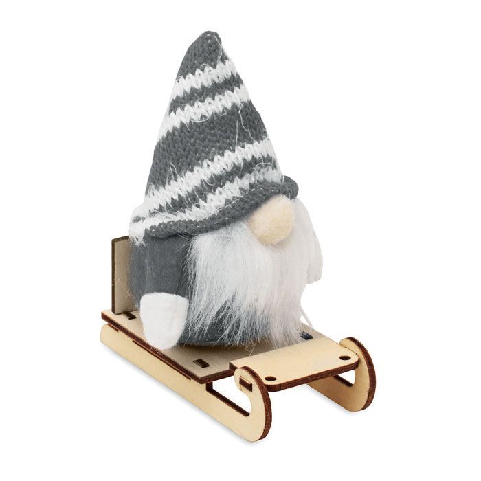 Wichtel auf Holzschlitten FROSTY SLEIGH - grau-659