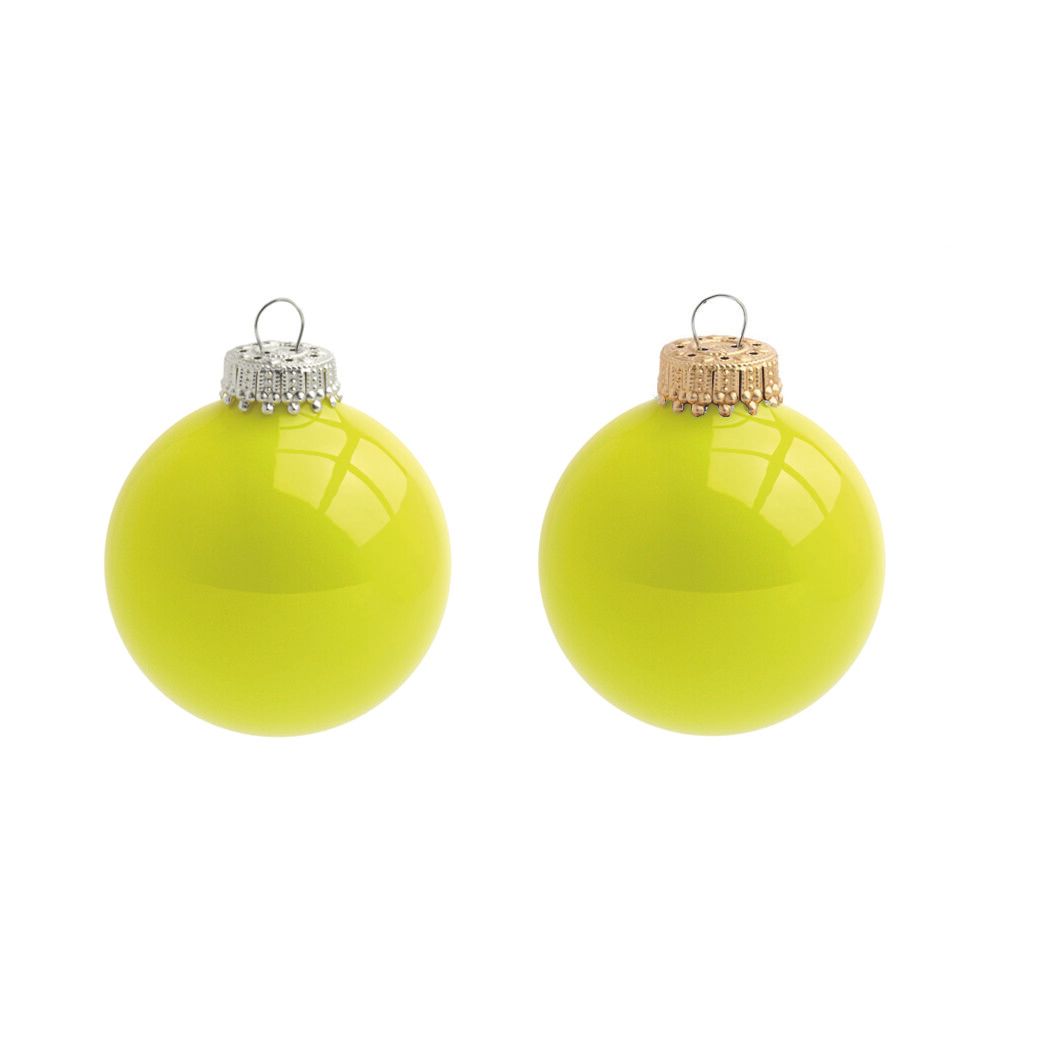 Glaskugel 7 cm (Ø 66 mm) 2er Set - neon gelb in 2er Box (2 Kugeln)-863