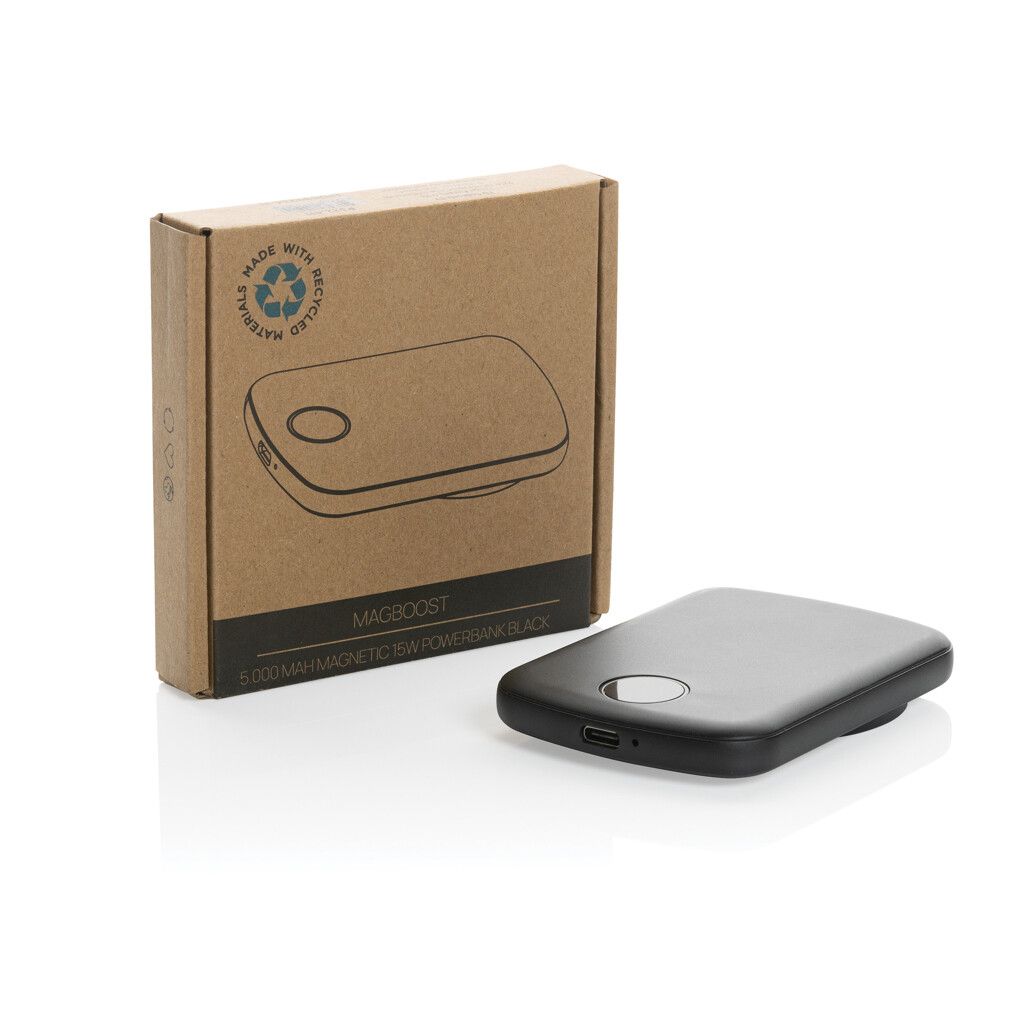MagBoost 5.000mAh magnetische Powerbank aus RCS rec. Plastik - schwarz-636