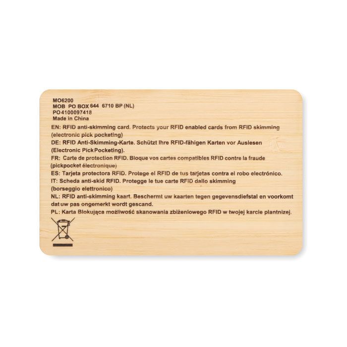 RFID Karte aus Bambus CUSTOS + - holz-654